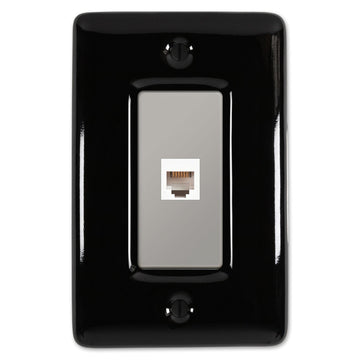 Metro Black Ceramic - 1 Phone Jack Wallplate - Wallplate Warehouse 3000PHBK 070686006665 Phone Jacks