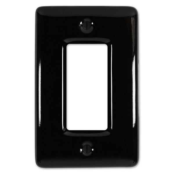 Metro Black Ceramic - 1 Rocker Wallplate - Wallplate Warehouse 3000RBK 070686006610 1 Rocker