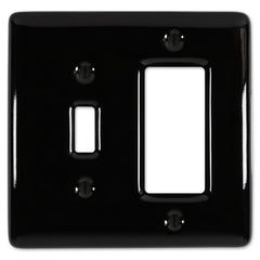 Metro Black Ceramic - 1 Toggle / 1 Rocker Wallplate