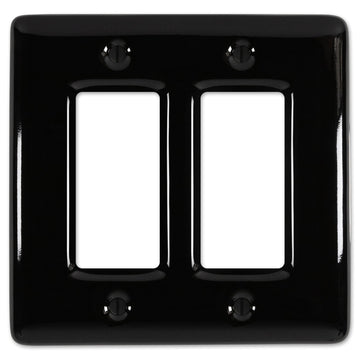 Metro Black Ceramic - 2 Rocker Wallplate - Wallplate Warehouse 3000RRBK 070686006627 2 Rocker