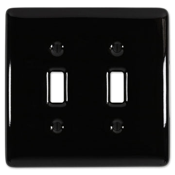 Metro Black Ceramic - 2 Toggle Wallplate - Wallplate Warehouse 3000TTBK 070686006580 2 Toggle