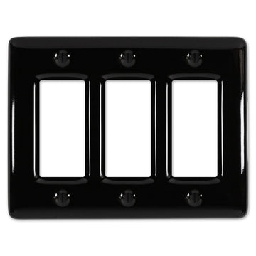 Metro Black Ceramic - 3 Rocker Wallplate - Wallplate Warehouse 3000RRRBK 070686006634 3 Rocker