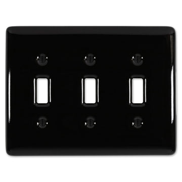 Metro Black Ceramic - 3 Toggle Wallplate - Wallplate Warehouse 3000TTTBK 070686006597 3 Toggle