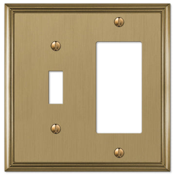 Metro Line Brushed Bronze Cast - 1 Toggle / 1 Rocker Wallplate - Wallplate Warehouse 77TRBZ 070686585467 1 Toggle / 1 Rocker