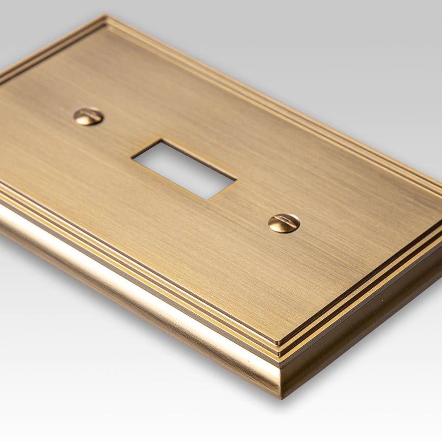 Metro Line Brushed Bronze Cast - 1 Toggle Wallplate - Wallplate Warehouse 77TBZ 070686585566 1 Toggle