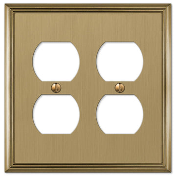 Metro Line Brushed Bronze Cast - 2 Duplex Wallplate - Wallplate Warehouse 77DDBZ 070686585474 2 Duplex