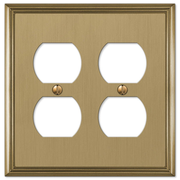 Metro Line Brushed Bronze Cast - 2 Duplex Wallplate - Wallplate Warehouse 77DDBZ 070686585474 2 Duplex