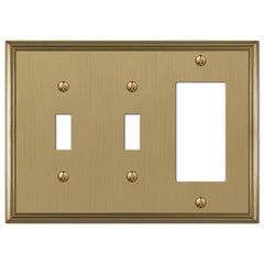 Metro Line Brushed Bronze Cast - 2 Toggle / 1 Rocker Wallplate