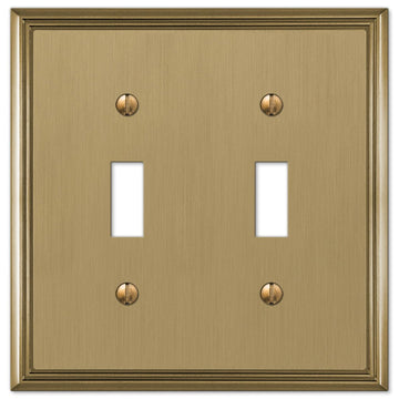 Metro Line Brushed Bronze Cast - 2 Toggle Wallplate - Wallplate Warehouse 77TTBZ 070686585597 2 Toggle