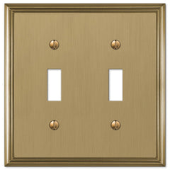Metro Line Brushed Bronze Cast - 2 Toggle Wallplate