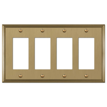 Metro Line Brushed Bronze Cast - 4 Rocker Wallplate - Wallplate Warehouse 77R4BZ 070686585535 4 Rocker