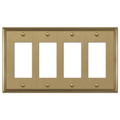 Metro Line Brushed Bronze Cast - 4 Rocker  Wallplate