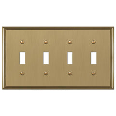Metro Line Brushed Bronze Cast - 4 Toggle Wallplate