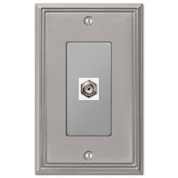 Metro Line Brushed Nickel Cast - 1 Cable Jack Wallplate - Wallplate Warehouse 77CXBN 070686581391 Cable Jacks