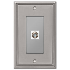 Metro Line Brushed Nickel Cast - 1 Cable Jack Wallplate