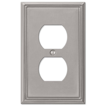 Metro Line Brushed Nickel Cast - 1 Duplex Wallplate - Wallplate Warehouse 77DBN 070686573747 1 Duplex