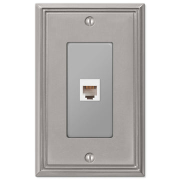 Metro Line Brushed Nickel Cast - 1 Phone Jack Wallplate - Wallplate Warehouse 77PHBN 070686581414 Phone Jacks