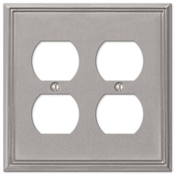 Metro Line Brushed Nickel Cast - 2 Duplex Wallplate - Wallplate Warehouse 77DDBN 070686573792 2 Duplex