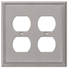 Metro Line Brushed Nickel Cast - 2 Duplex Wallplate