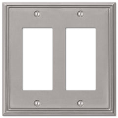 Metro Line Brushed Nickel Cast - 2 Rocker Wallplate