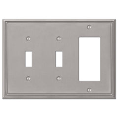 Metro Line Brushed Nickel Cast - 2 Toggle / 1 Rocker Wallplate