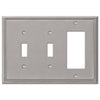 Metro Line Brushed Nickel Cast - 2 Toggle / 1 Rocker Wallplate - Wallplate Warehouse 77TTRBN 070686573822 2 Toggle / 1 Rocker