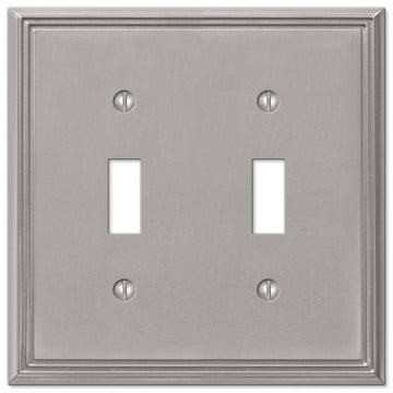Metro Line Brushed Nickel Cast - 2 Toggle Wallplate - Wallplate Warehouse 77TTBN 070686573761 2 Toggle