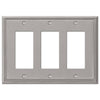 Metro Line Brushed Nickel Cast - 3 Rocker Wallplate - Wallplate Warehouse 77RRRBN 070686573846 3 Rocker