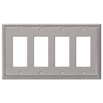 Metro Line Brushed Nickel Cast - 4 Rocker Wallplate - Wallplate Warehouse 77R4BN 070686573860 4 Rocker