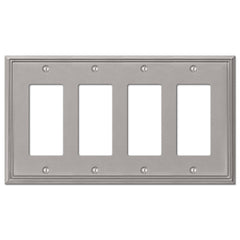 Metro Line Brushed Nickel Cast - 4 Rocker Wallplate