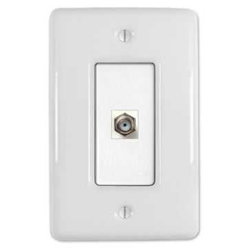 Metro White Ceramic - 1 Cable Jack Wallplate - Wallplate Warehouse 3000CXW 070686006450 Cable Jacks