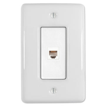 Metro White Ceramic - 1 Phone Jack Wallplate - Wallplate Warehouse 3000PHW 070686006467 Phone Jacks