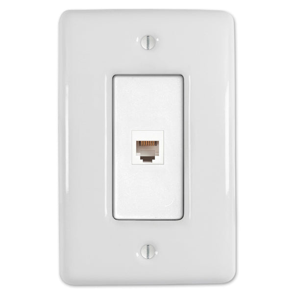Metro White Ceramic - 1 Phone Jack Wallplate - Wallplate Warehouse 3000PHW 070686006467 Phone Jacks