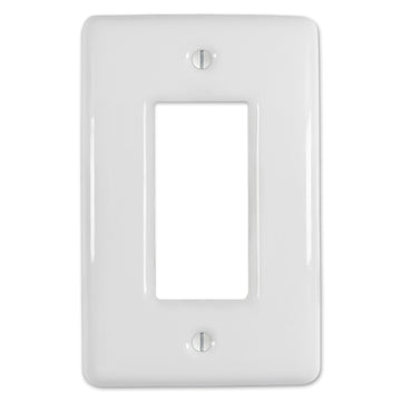 Metro White Ceramic - 1 Rocker Wallplate - Wallplate Warehouse 3000RW 070686006412 1 Rocker
