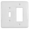 Metro White Ceramic - 1 Toggle / 1 Rocker Wallplate - Wallplate Warehouse 3000TRW 070686006443 1 Toggle / 1 Rocker