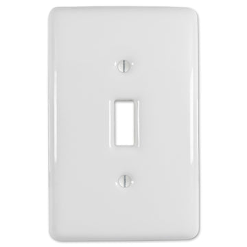 Metro White Ceramic - 1 Toggle Wallplate - Wallplate Warehouse 3000TW 070686006375 1 Toggle