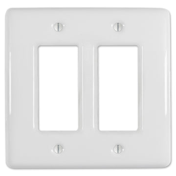Metro White Ceramic - 2 Rocker Wallplate - Wallplate Warehouse 3000RRW 070686006429 2 Rocker