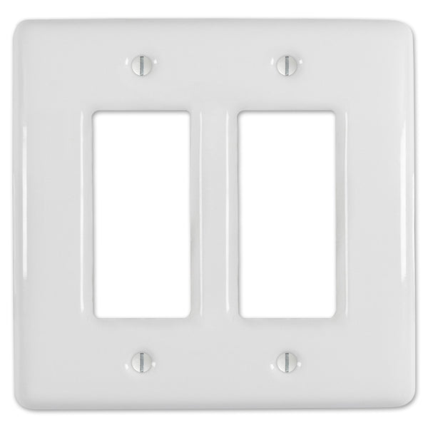 Metro White Ceramic - 2 Rocker Wallplate - Wallplate Warehouse 3000RRW 070686006429 2 Rocker
