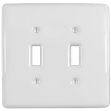 Metro White Ceramic - 2 Toggle Wallplate - Wallplate Warehouse 3000TTW 070686006382 2 Toggle