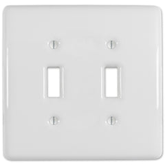 Metro White Ceramic - 2 Toggle Wallplate