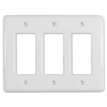 Metro White Ceramic - 3 Rocker Wallplate - Wallplate Warehouse 3000RRRW 070686006436 3 Rocker