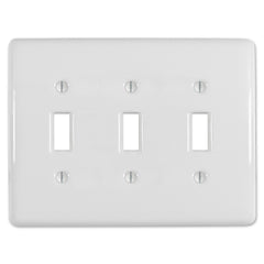Metro White Ceramic - 3 Toggle Wallplate
