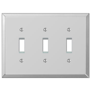 Mirror Acrylic - 3 Toggle Wallplate - Wallplate Warehouse 66TTT 070686578353 3 Toggle