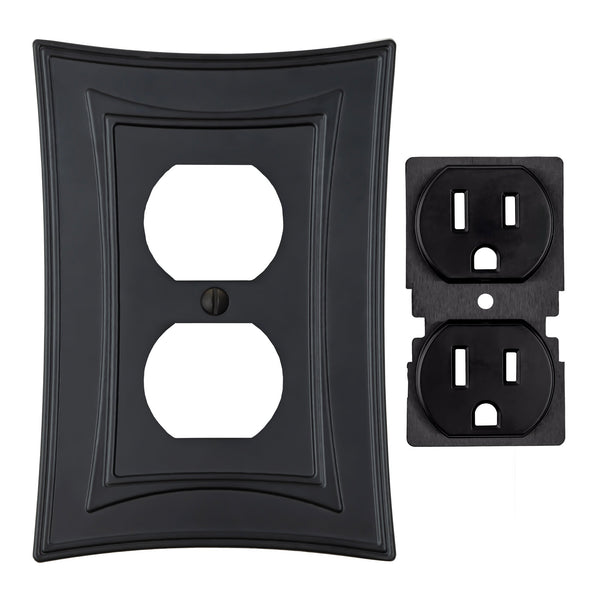 Modern Biba Matte Black Cast - 1 Duplex Wallplate - Wallplate Warehouse 96DCMB - B 070686015438 1 Duplex