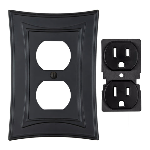 Modern Biba Matte Black Cast - 1 Duplex Wallplate - Wallplate Warehouse 96DCMB - B 070686015438 1 Duplex