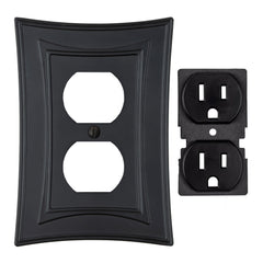 Modern Biba Matte Black Cast - 1 Duplex Wallplate