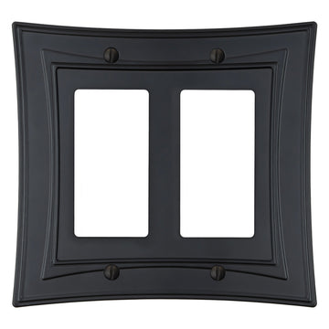 Modern Biba Matte Black Cast - 2 Rocker Wallplate - Wallplate Warehouse 96RRMB - B 070686015452 2 Rocker