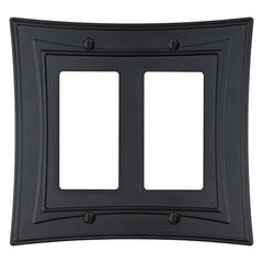 Modern Biba Matte Black Cast - 2 Rocker Wallplate