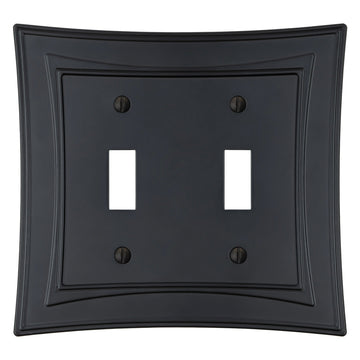 Modern Biba Matte Black Cast - 2 Toggle Wallplate - Wallplate Warehouse 96TTMB - B 070686015414 2 Toggle