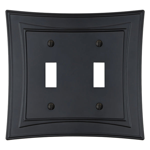 Modern Biba Matte Black Cast - 2 Toggle Wallplate - Wallplate Warehouse 96TTMB - B 070686015414 2 Toggle